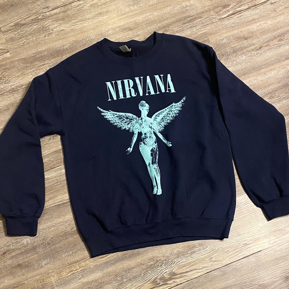 EUC NIRVANA Navy Crewneck Sweatshirt M